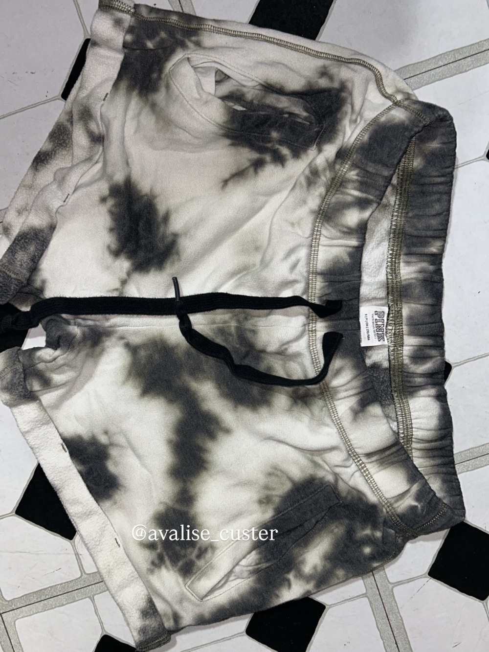 PINK Tie-Dye Black & White Women's Drawstring Shorts
